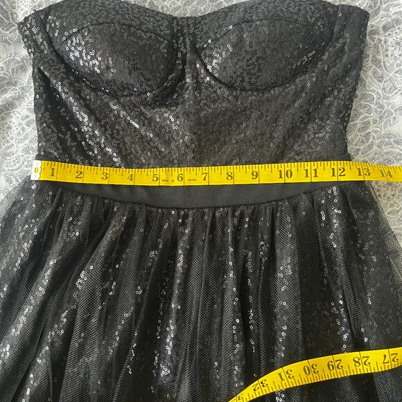 Ark and Co Black Strapless Sequin Holiday Dress Size Small - Picture 10 of 11